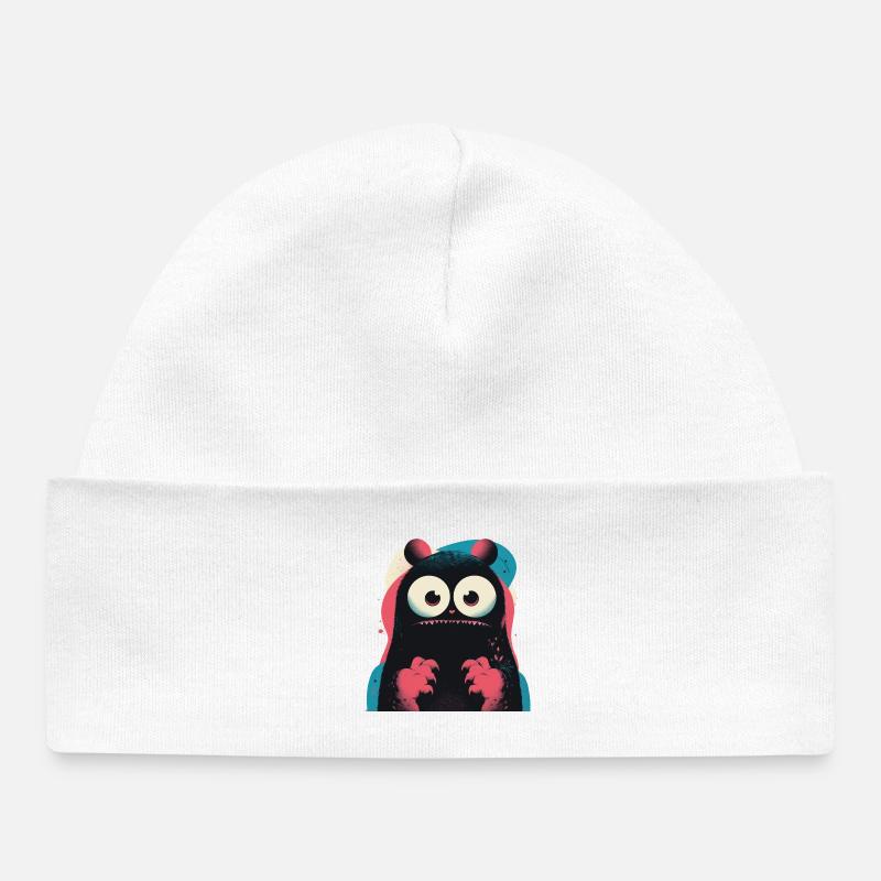 Monstre néon kawaii - Bonnet bébé bio - blanc