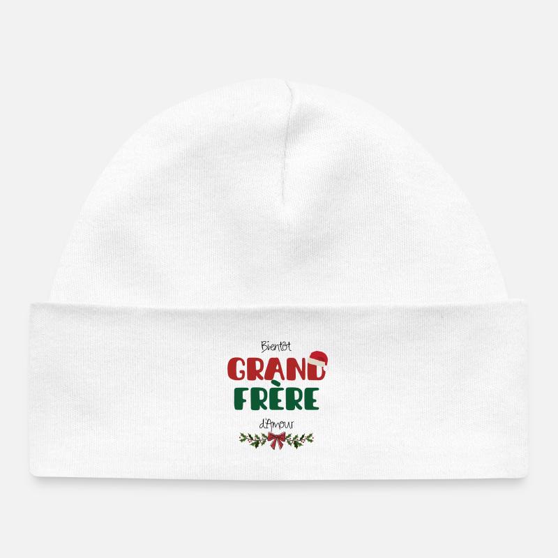 Bientôt Grand Frère Noël - Bonnet bébé bio - blanc