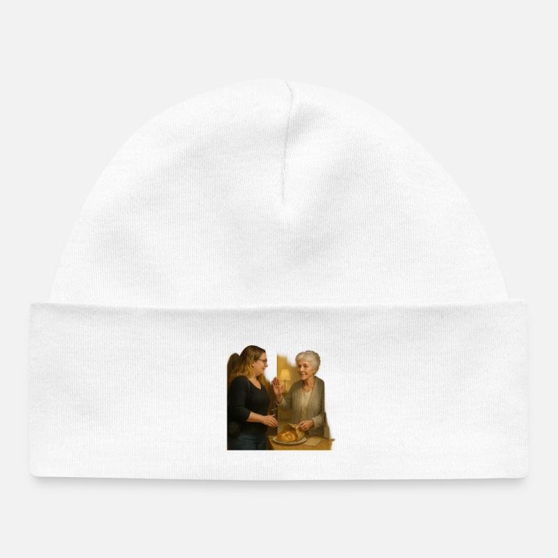 Scène de quartier conviviale - Bonnet bébé bio - blanc