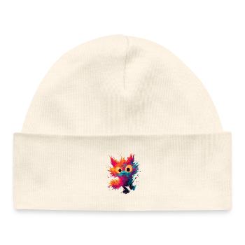 Watercolor_Spiky_Cat_Art - Bonnet bébé bio - blanc - Devant