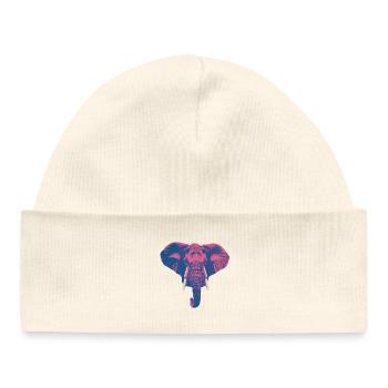Colorful Elephant Head — Bold Pop Art Design - Baby Organic Beanie - white - Front