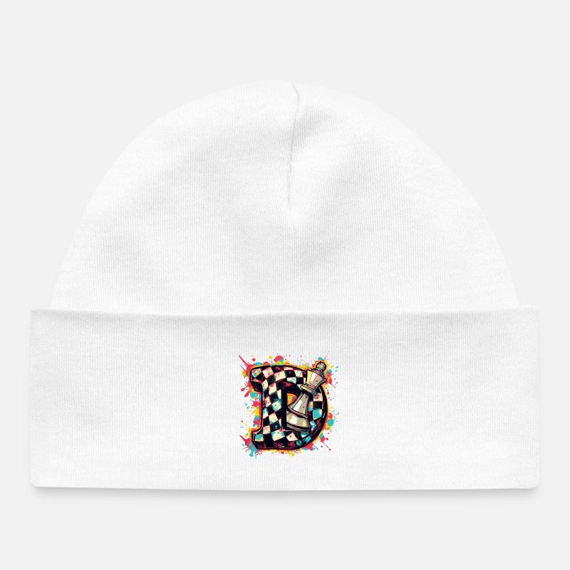 Lady Graffiti Color Explosion Chess Player - Baby Organic Beanie - white
