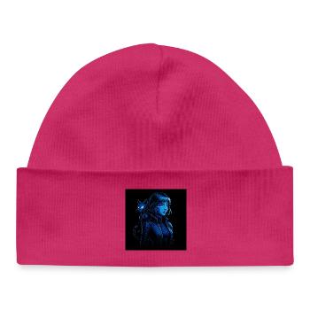 Neon hunter with cat companion - Baby Organic Beanie - white - Front