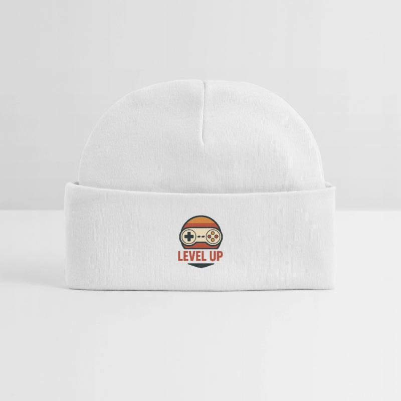 Level Up Retro Controller Graphics Baby Organic Beanie