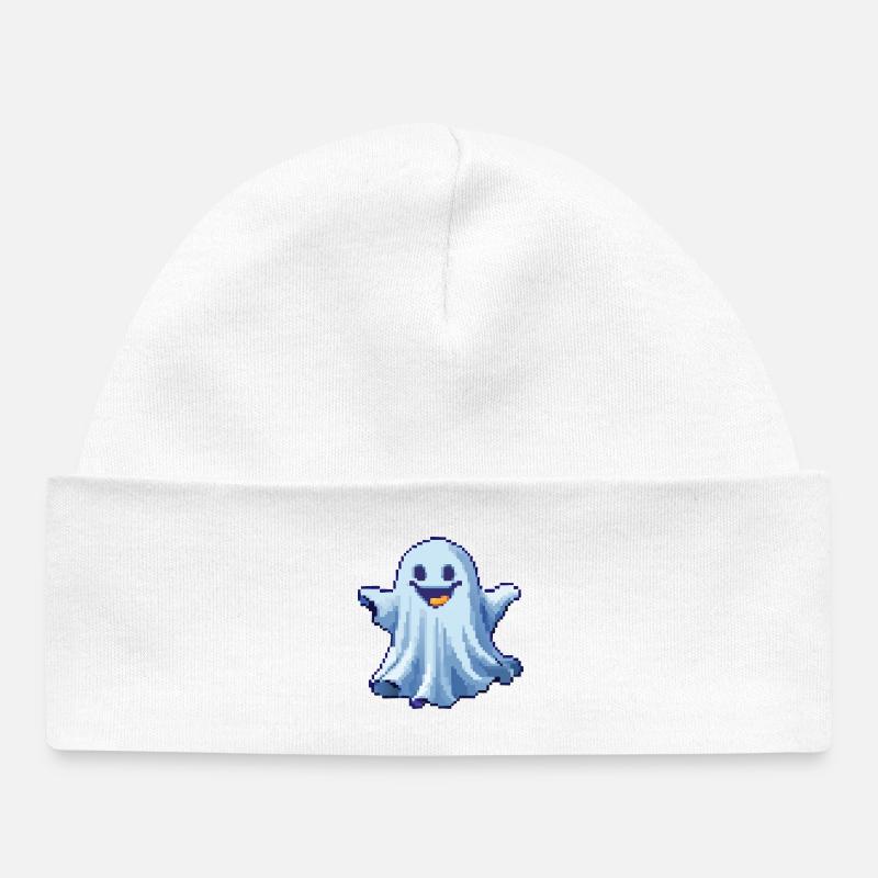 Pixel Ghost: Pixelated Friendly Spirit - Bonnet bébé bio - blanc