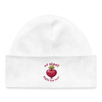 Herz Liebe Botschaft - Baby Organic Mütze - Weiß - Vorne