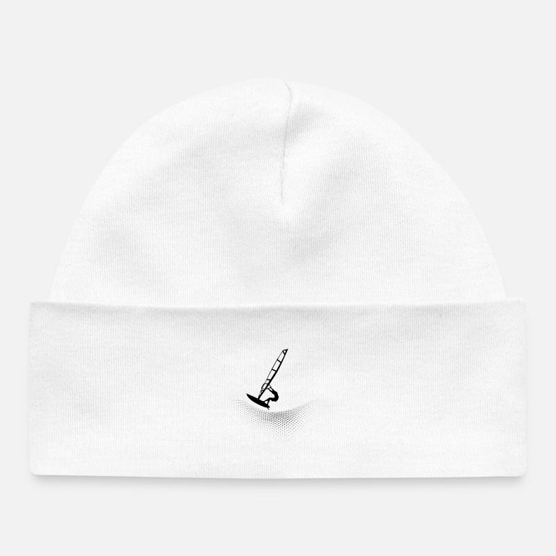 Windsurfers on points wave - Baby Organic Beanie - white