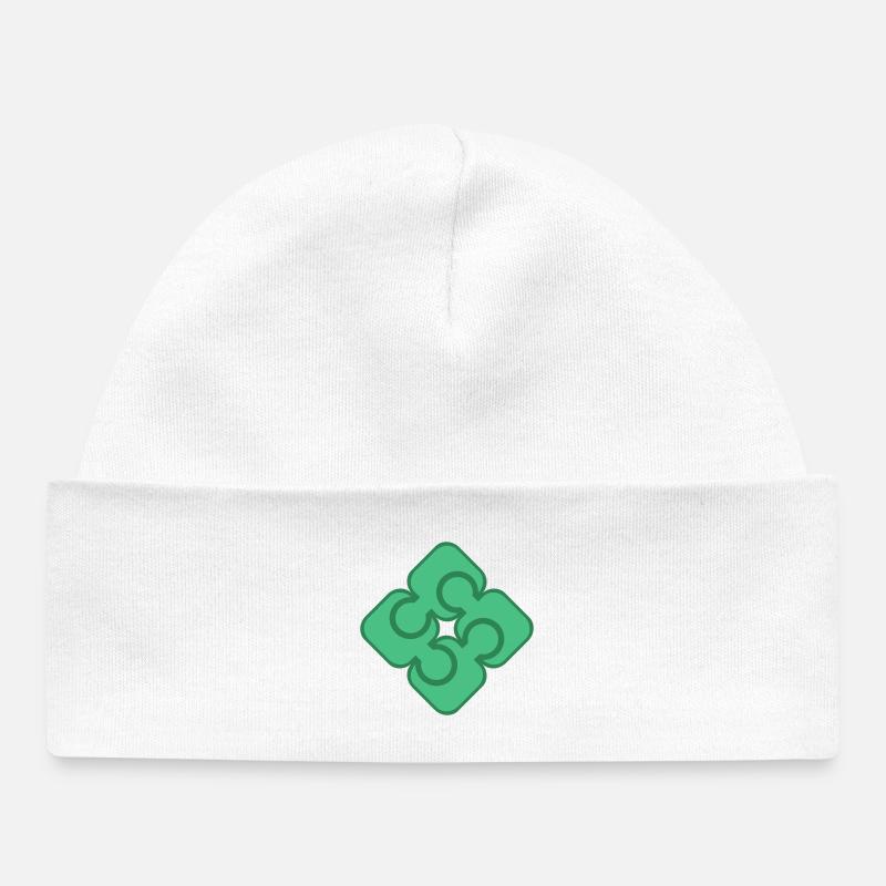 Motif trèfle imbriqué - Bonnet bébé bio - blanc