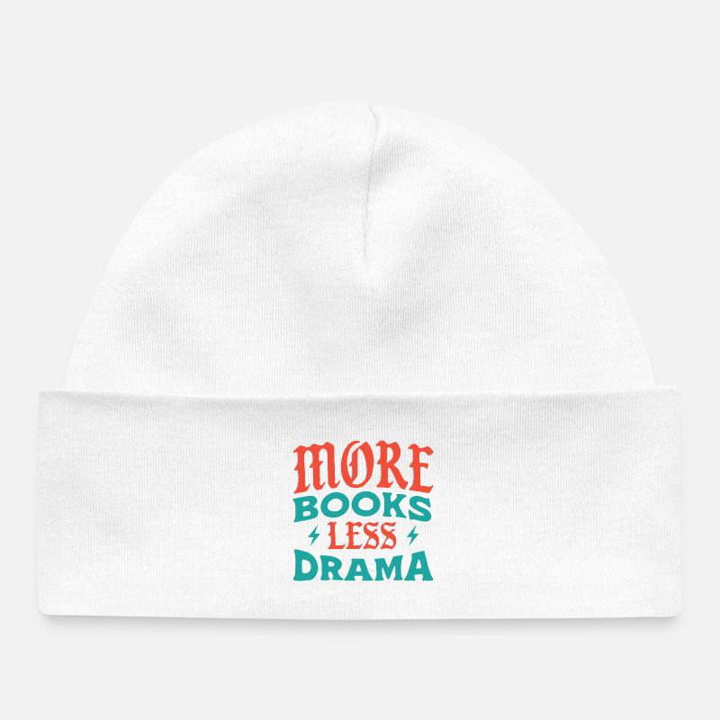 Plus de livres, moins de drame - Bonnet bébé bio - blanc