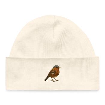 Pinson des arbres au naturel - Bonnet bébé bio - blanc - Devant