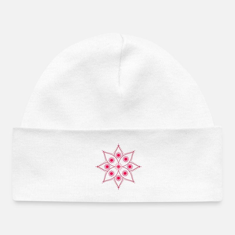 Mandala Rosace Rose Intense - Bonnet bébé bio - blanc