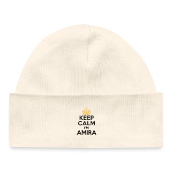 Keep Calm – I'm Amira 💖 - Baby Organic Beanie - white - Front