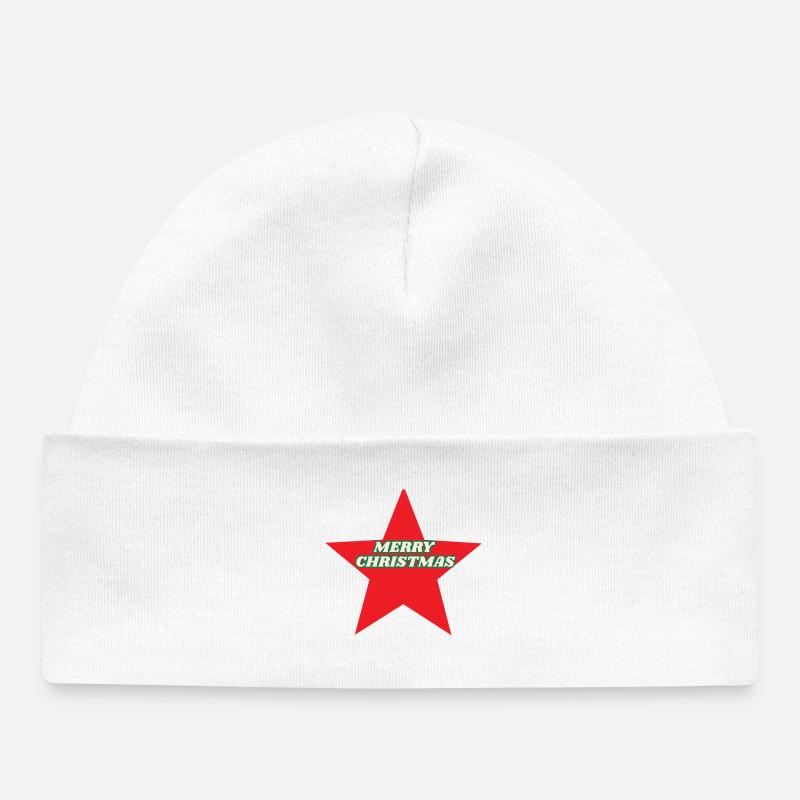 Etoile Rouge Noël Rétro - Bonnet bébé bio - blanc
