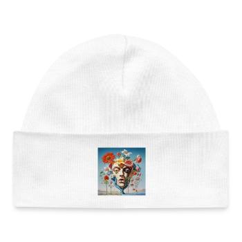 Floral Mask Portrait Surreal - Baby Organic Beanie - white - Front