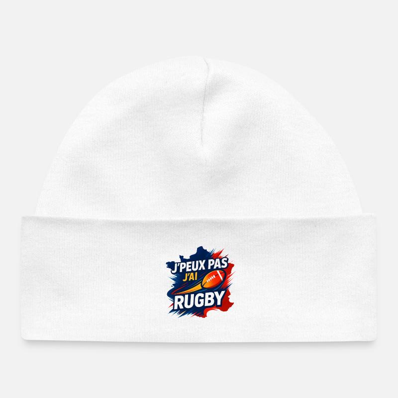 J’ai Rugby – Phrases et Passion - Bonnet bébé bio - blanc
