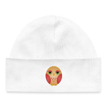 Gradient Owl Face in Cozy Tones - Baby Organic Beanie - white - Front