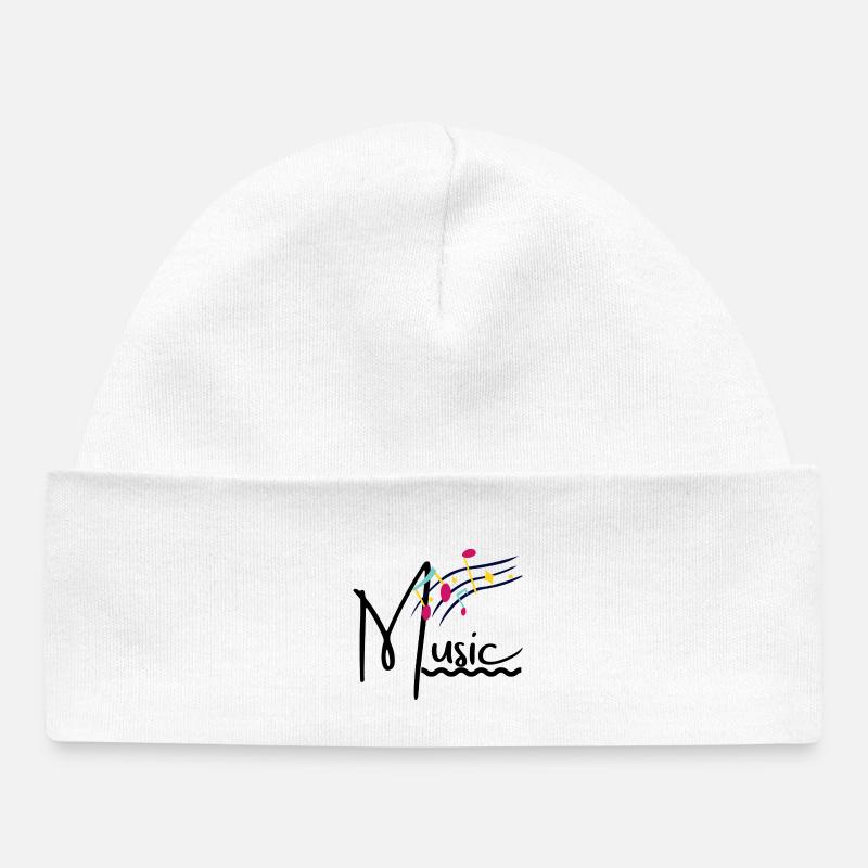 Notes arc-en-ciel sur la portée - Bonnet bébé bio - blanc