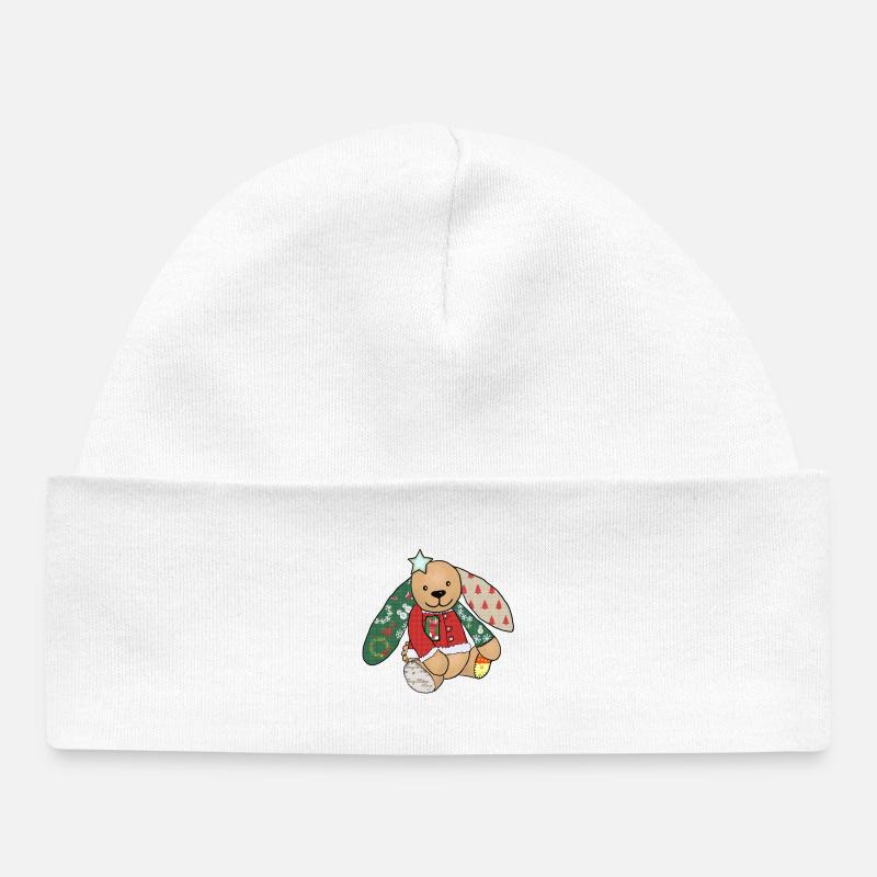Lapin de Noël - Bonnet bébé bio - blanc