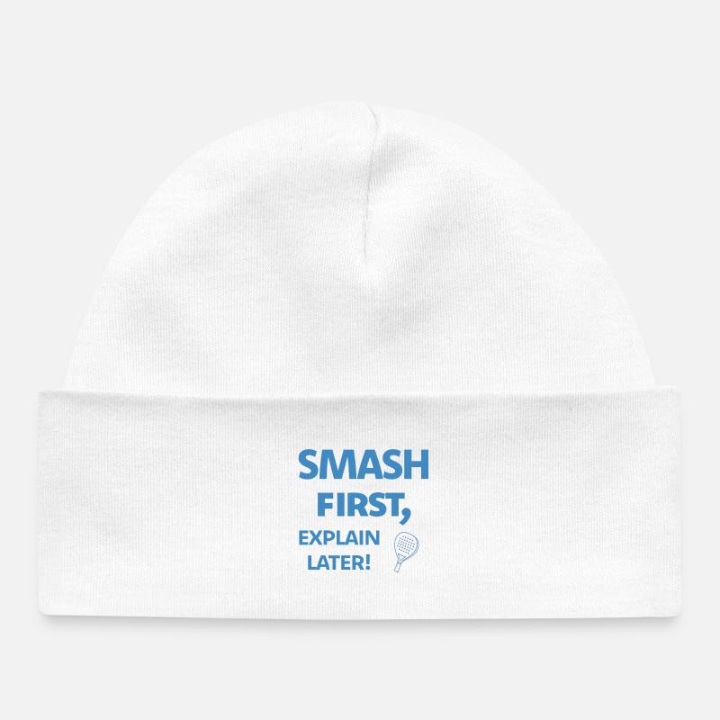 Smash First Explain Later Padel - Baby Organic Beanie - white