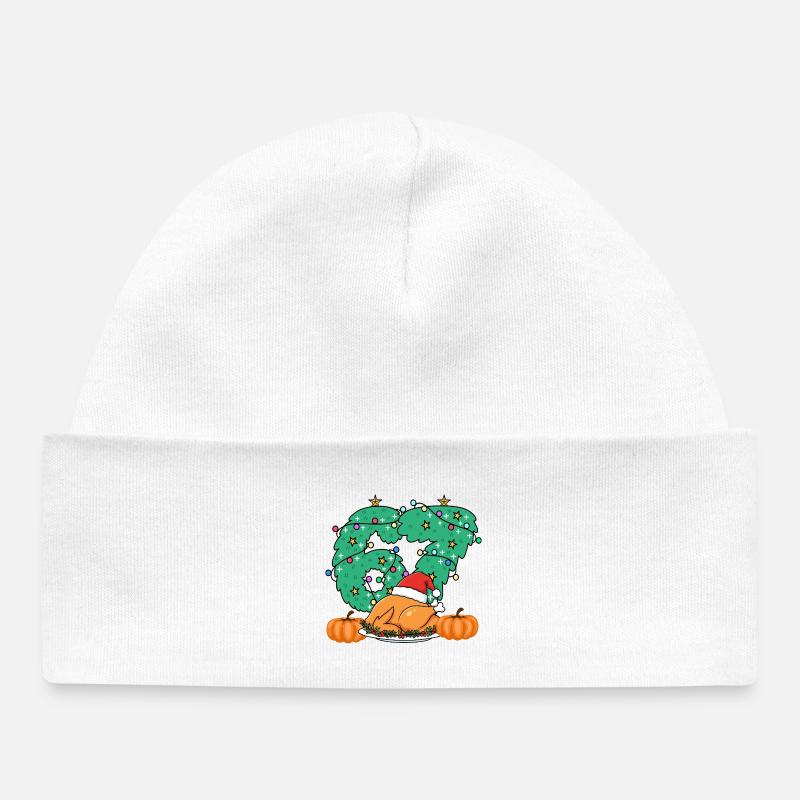 Couronne de rôti de Noël gobble numéro 67 merci - Bonnet bébé bio - blanc