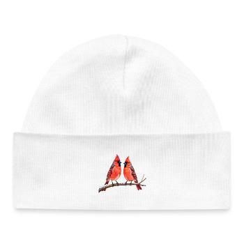 Cardinaux jumeaux en hiver - Bonnet bébé bio - blanc - Devant