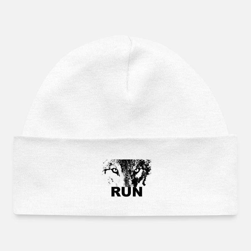 Wolf Run - Baby Organic Beanie - white