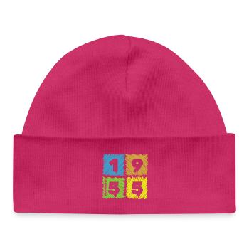 70th Birthday Colored Patches since 12/1955 - Baby Organic Beanie - white - Front