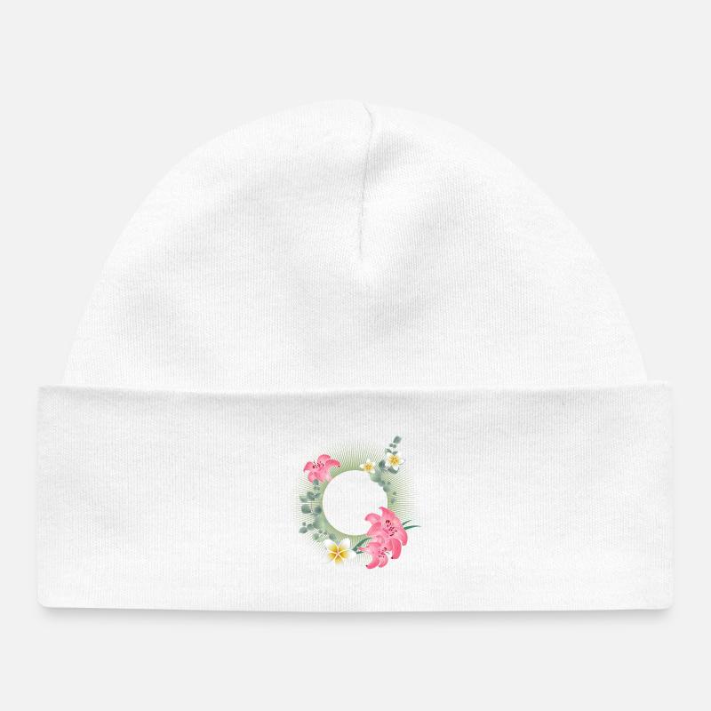 Cadre de fleurs tropicales – design floral de la nature - Bonnet bébé bio - blanc