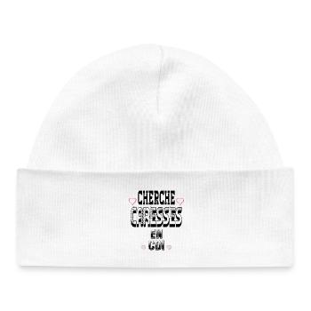 Cherche Caresses en CDI - Bonnet bébé bio - blanc - Devant