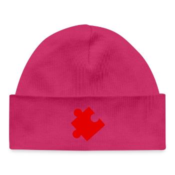 Red puzzle piece gift idea - Baby Organic Beanie - white - Front