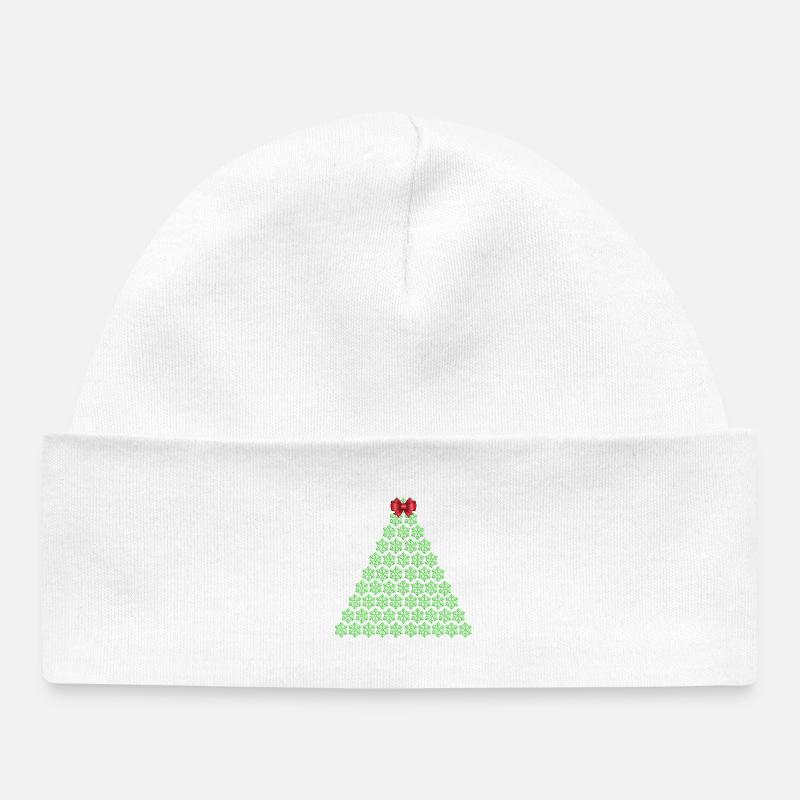 Sapin de Noël en flocon de neige avec nœud - Bonnet bébé bio - blanc