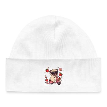 Cool Pug Scooter Fahrer Kawaii Sommerkunst - Baby Organic Mütze - Weiß - Vorne
