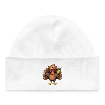 Thanksgiving Drôle Dinde de Thanksgiving - Bonnet bébé bio - blanc - Devant