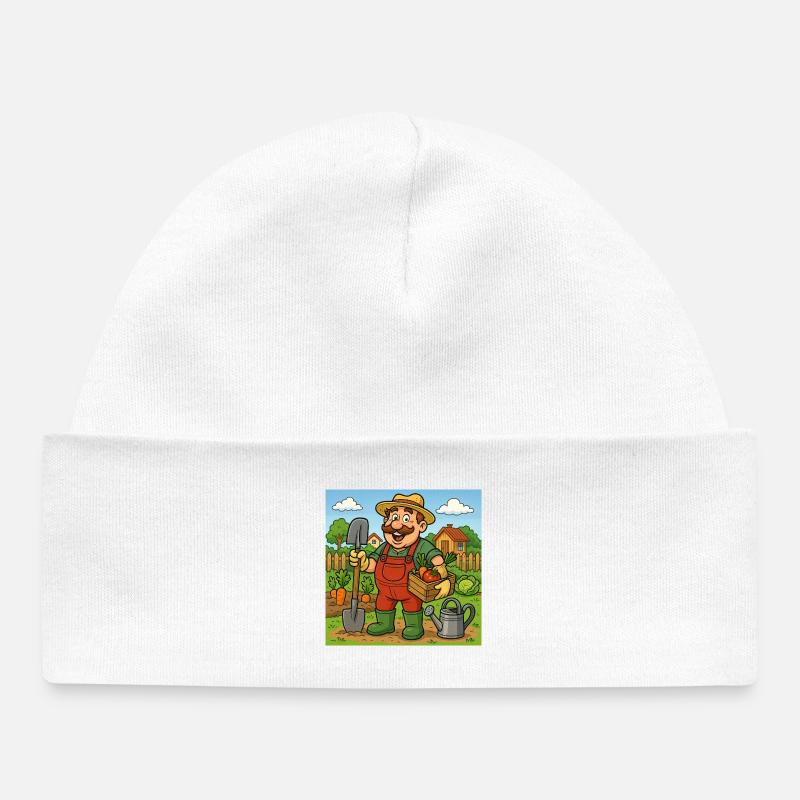 Fermier avec panier de récolte - Bonnet bébé bio - blanc