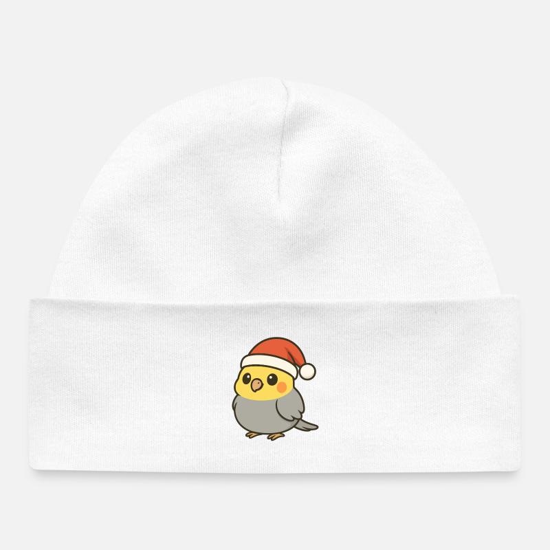 XMas Cockatiel - Bonnet bébé bio - blanc