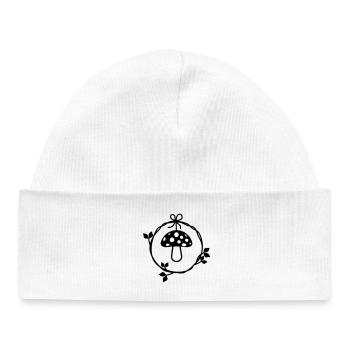 Champignon dans la couronne de feuilles - Bonnet bébé bio - blanc - Devant