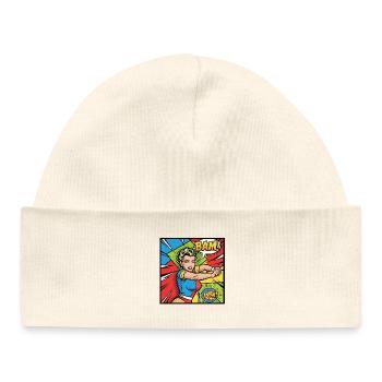 Super-héroïne Pop Art Puissante - Bonnet bébé bio - blanc - Devant