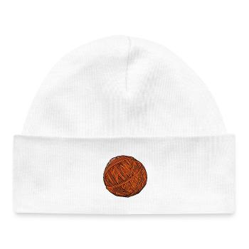 Orange Yarn Ball Art - Baby Organic Beanie - white - Front