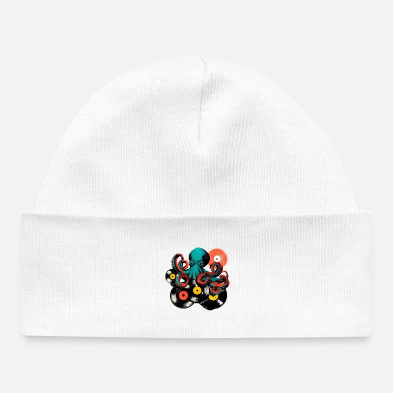 Mix vinyle Octopus - Bonnet bébé bio - blanc