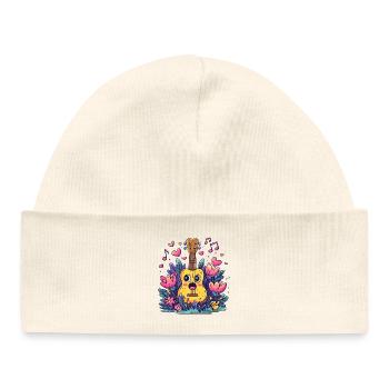 Kawaii Ukulele in Blossom Magic - Baby Organic Beanie - white - Front
