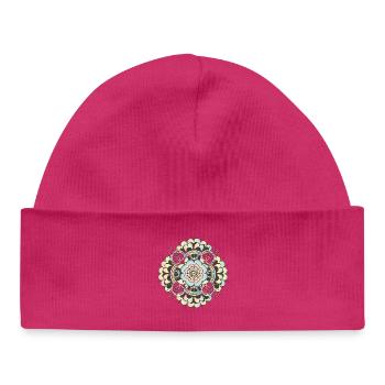 Ornement rond de mehndi pour le calme et la pleine conscience - Bonnet bébé bio - blanc - Devant