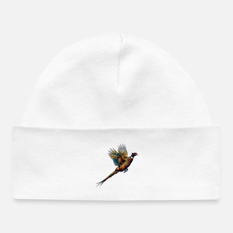 Faisan coloré en vol - Bonnet bébé bio - blanc