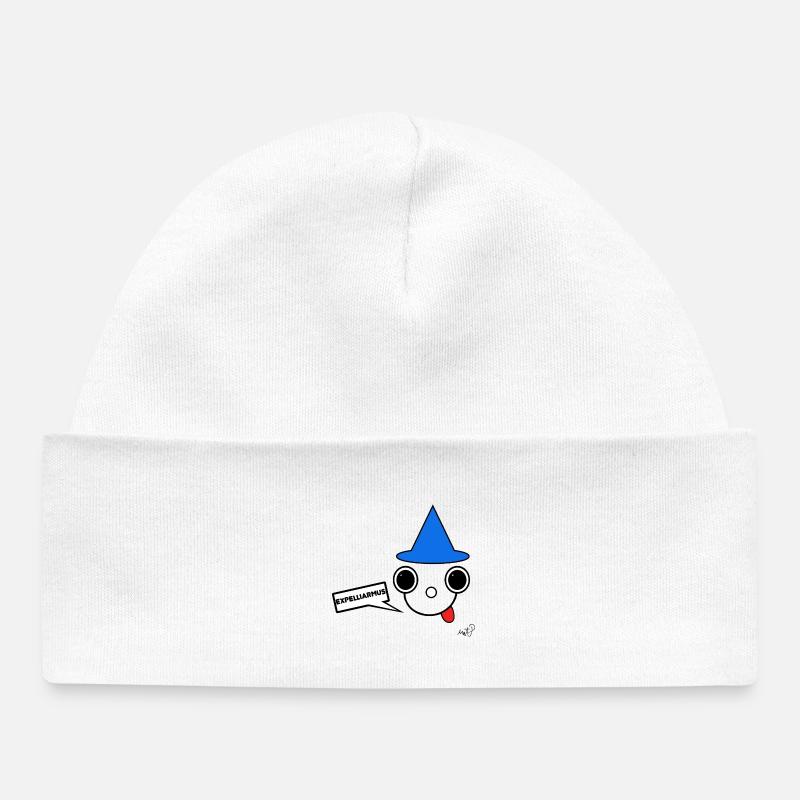Petit Magicien Koppie au Chapeau Bleu - Bonnet bébé bio - blanc