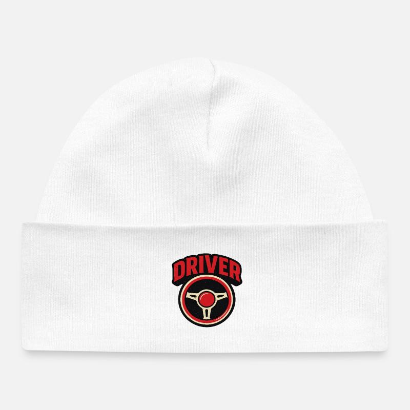 Emblème du volant Retro Driver Sport - Bonnet bébé bio - blanc