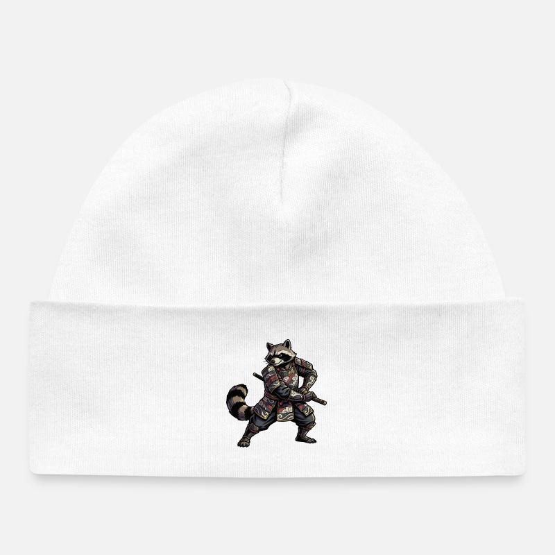 Samouraï raton laveur avec katana - Bonnet bébé bio - blanc