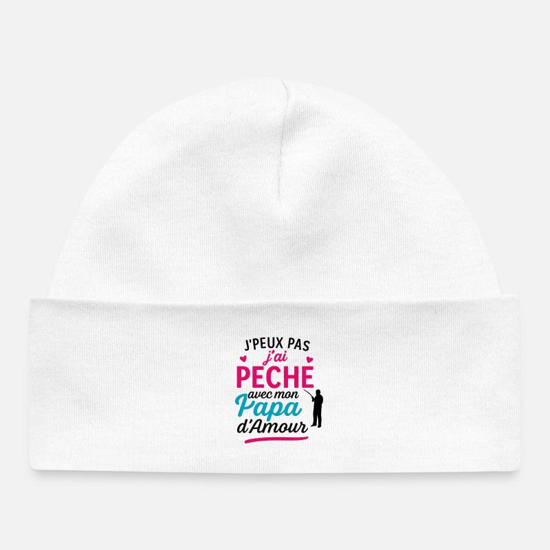 J'ai Pêche avec Papa d'Amour - Bonnet bébé bio - blanc