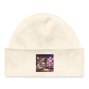 DJ Cat Party Vibes Music Headphone Design - Baby Organic Beanie - white - Front