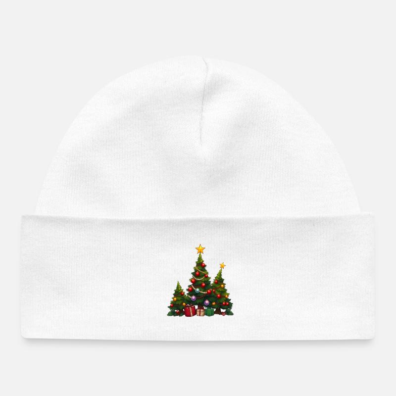 Sapins festifs avec cadeaux - Bonnet bébé bio - blanc