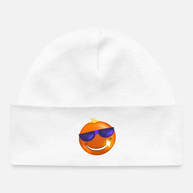 Boule de Noel orange lunettes de soleil - Bonnet bébé bio - blanc