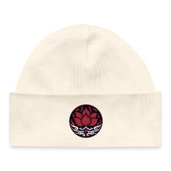 Fleur de Lotus Rouge – Conception d’Ornement Spirituel - Bonnet bébé bio - blanc - Devant